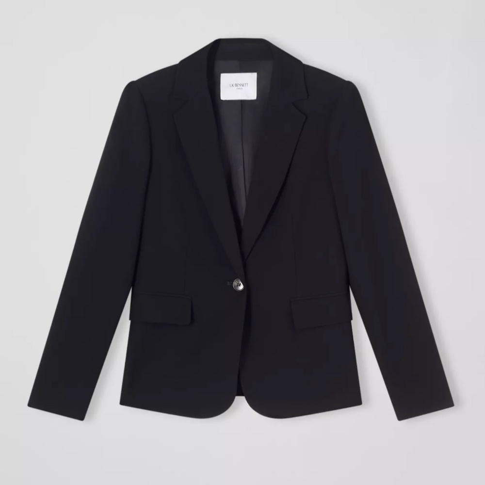 LK Bennett Wiley Black Recycled Crepe Jacket Size 10 NWT
